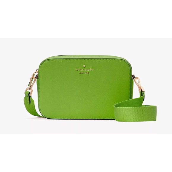 New Kate Spade Madison Mini Camera Bag Saffiano Leather Turtle Green - Picture 1 of 5